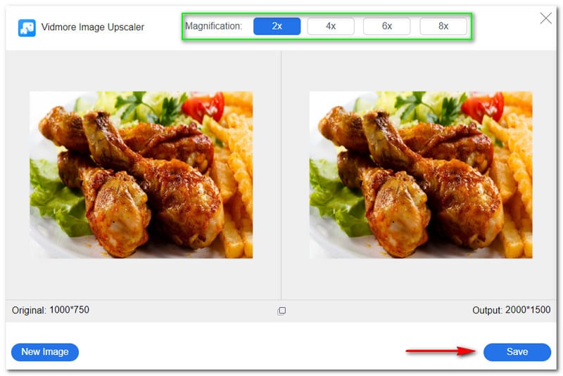 Bilder vergrößern Vidmore Free Image Upscaler Online Speichern