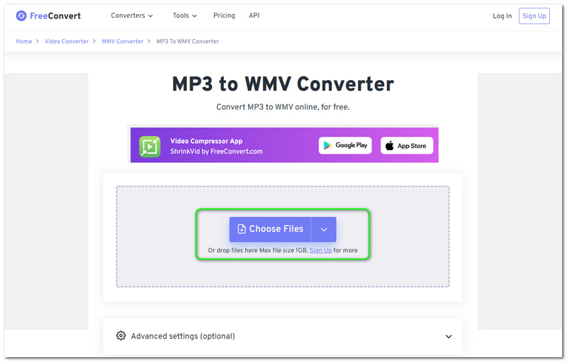 MP3 zu WMV FreeConvert Dateien auswählen