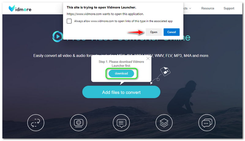 WMA zu WMV Vidmore Free Video Converter Online Launcher