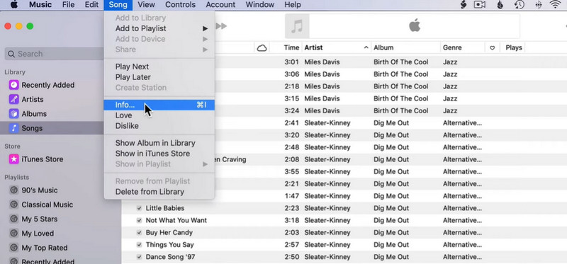 Songinformationen aufrufen