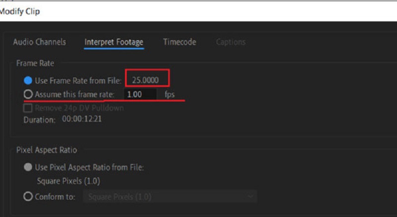 Bildrate in Adobe ändern
