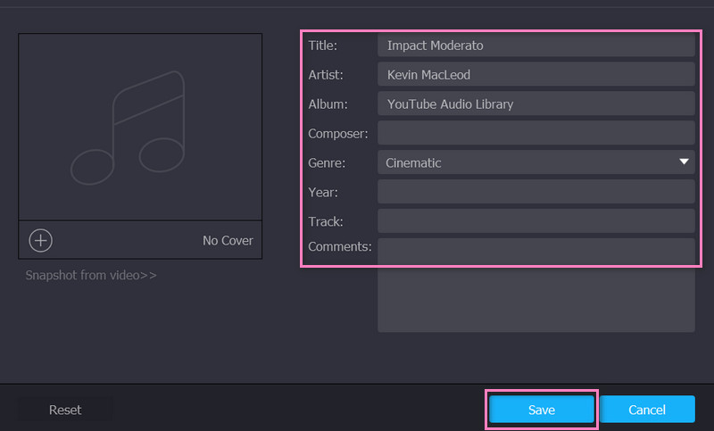Metadaten bearbeiten und speichern