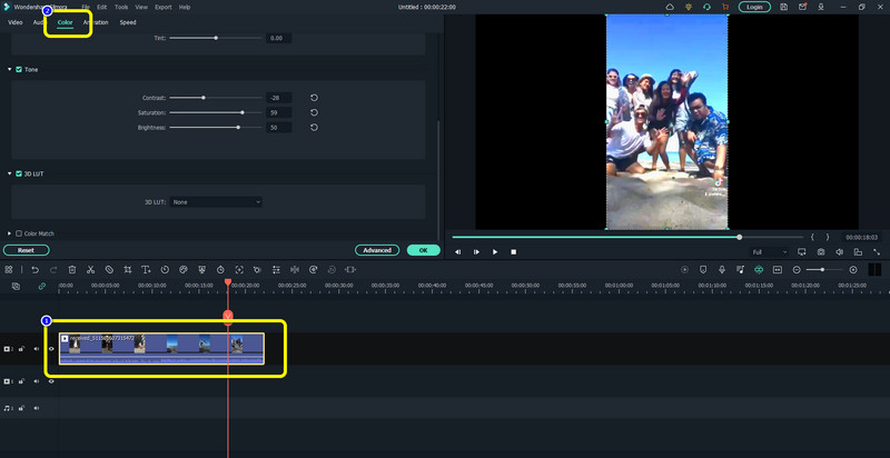 Filmora – Farbe anpassen