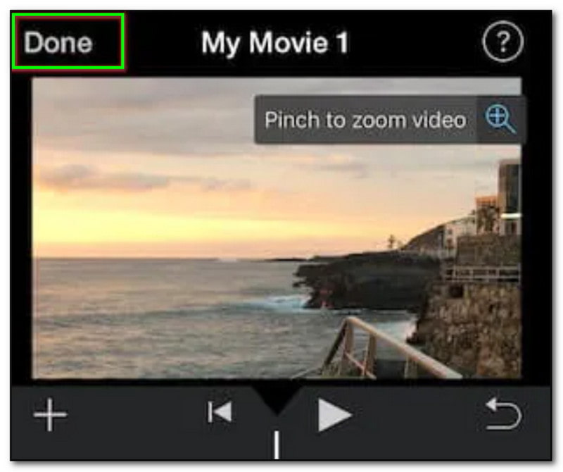 Wie man Videos mit iMovie auf dem iPhone zuschneidet – Fertig‑Button