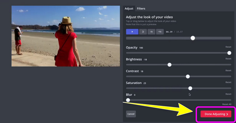Kapwing – Farbanpassung abgeschlossen