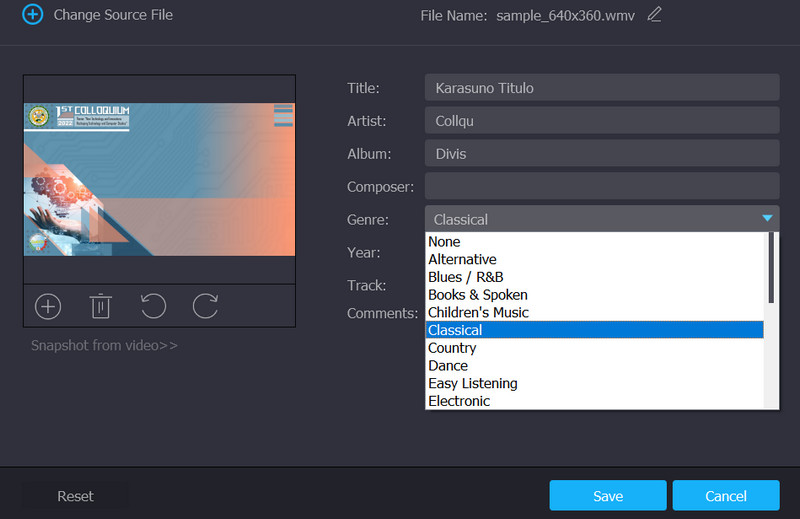 Metadaten bearbeiten und speichern