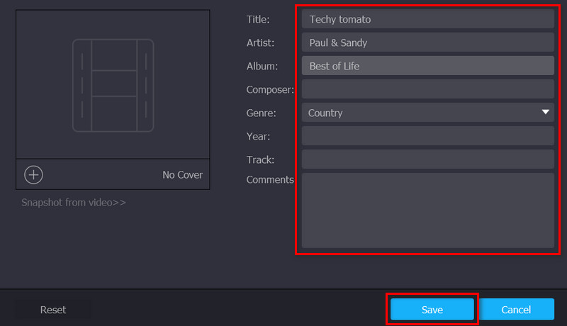 MKV-Tag bearbeiten Speichern