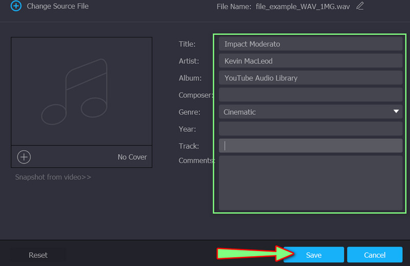 Tags einfügen und speichern