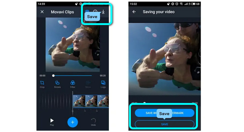 Movavi – Auf „Speichern“ klicken