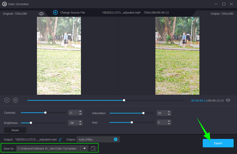 Vidmore korrigiertes Video exportieren