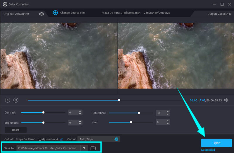 Vidmore gesättigtes Video exportieren