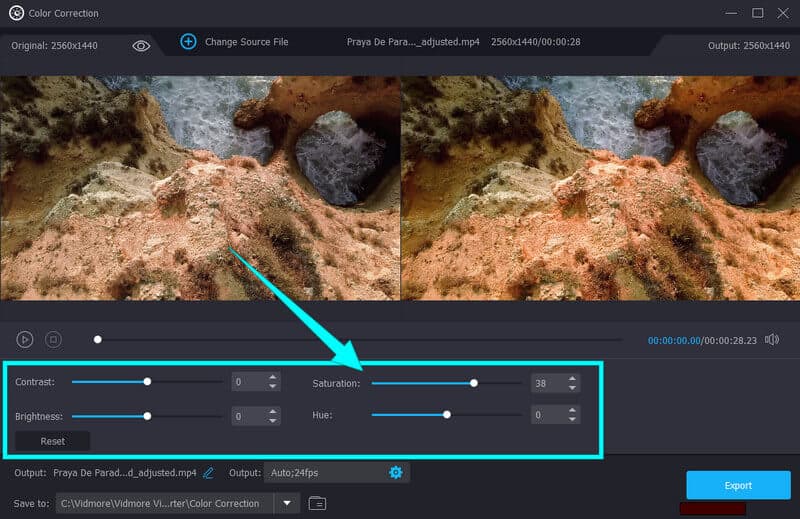Vidmore Sättigung einstellen