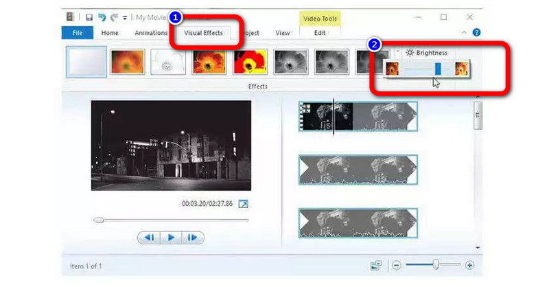 Visuelle Effekte Helligkeit anpassen
