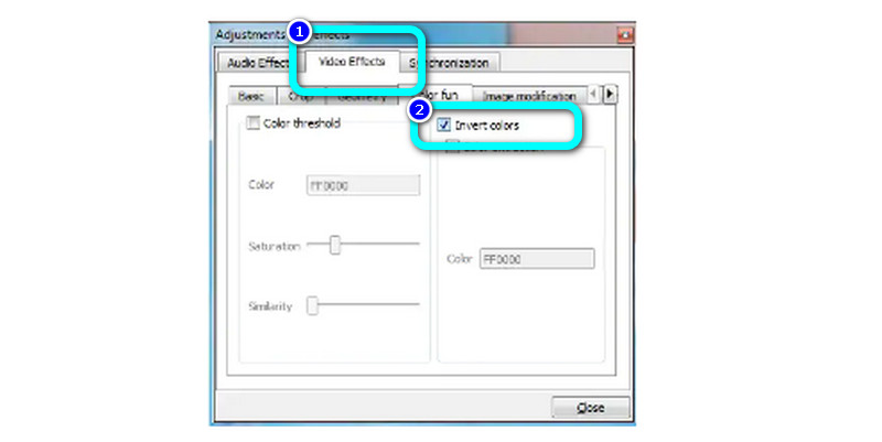 VLC Media Player Farbinvertierung