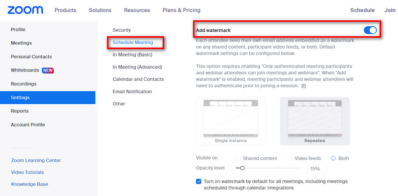 Zoom‑Wasserzeichen aktivieren