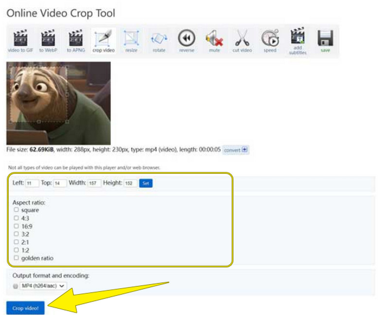 EZGIF Video zuschneiden-Datei