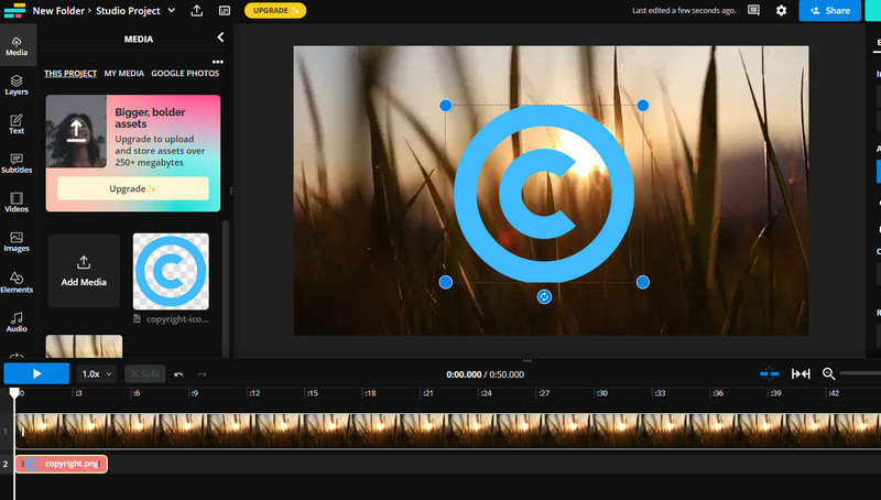 Kapwing Copyright‑Symbol hinzufügen