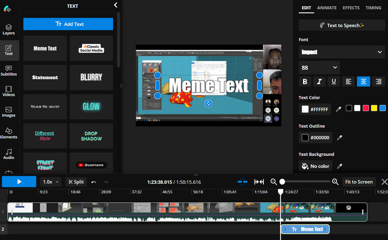 Kapwing Text hinzufügen