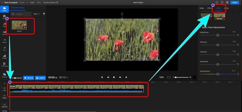 Video in Timeline legen Color