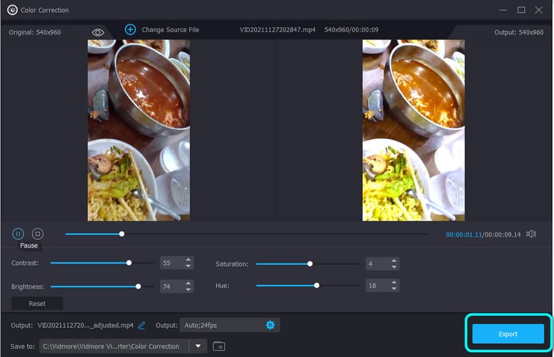 Export wählen Videobelichtung