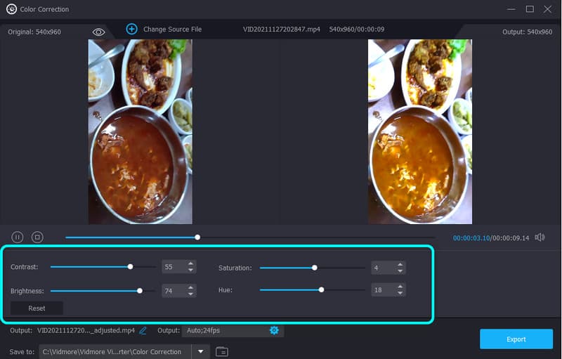 Schieberegler Belichtung anpassen