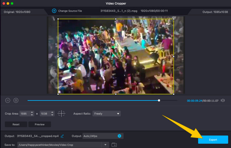 Zugeschnittenes Video mit Vidmore exportieren
