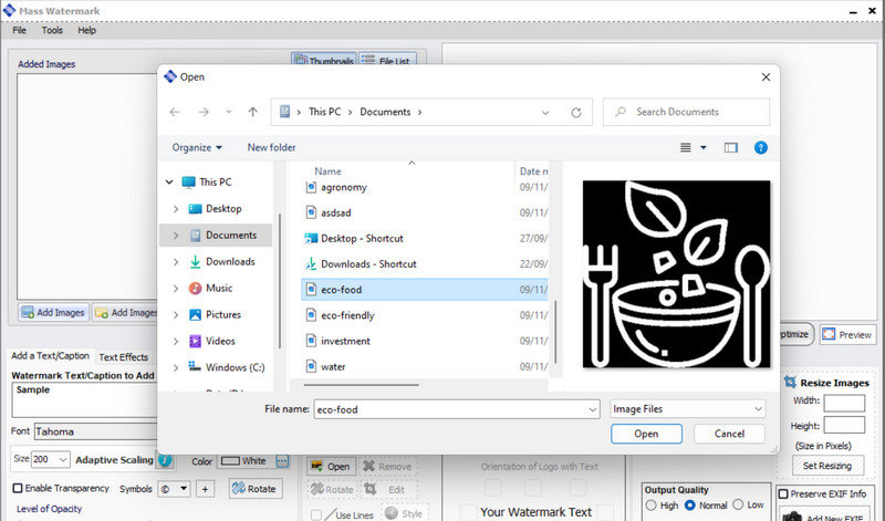 Mass-Watermark-Oberfläche