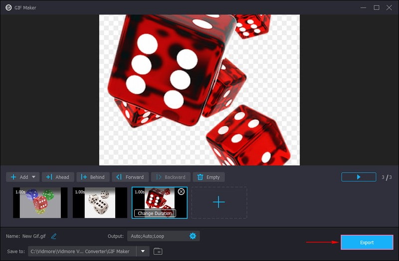 Auf die Output-Schaltfläche klicken