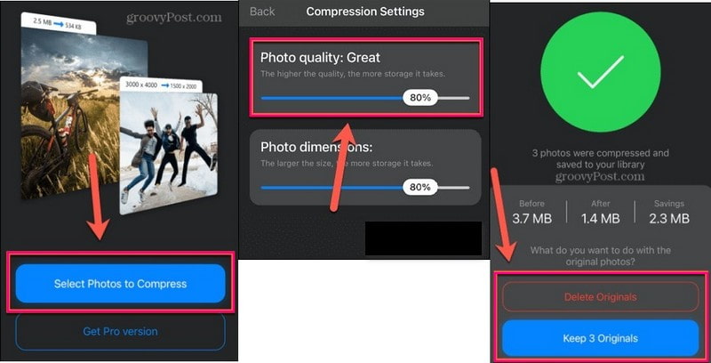 Compress Photos and Pictures – Bilder offline auf iOS komprimieren