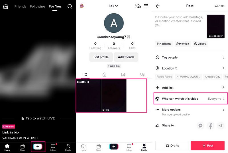 Wie man Entwürfe auf TikTok kombiniert