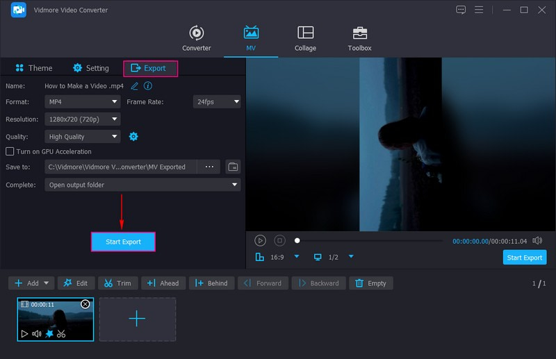 Bearbeitetes Video exportieren