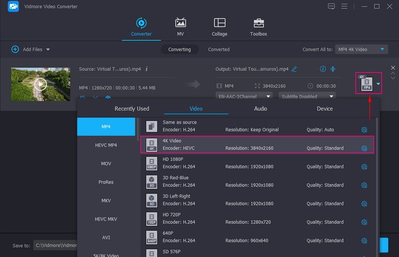 Wählen Sie Ihre gewünschte Auflösung