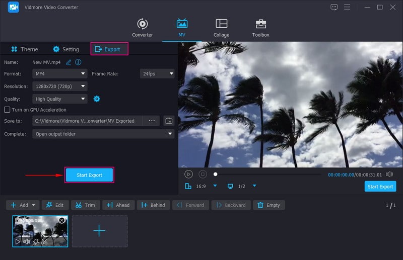 Auf die Schaltfläche Exportieren drücken