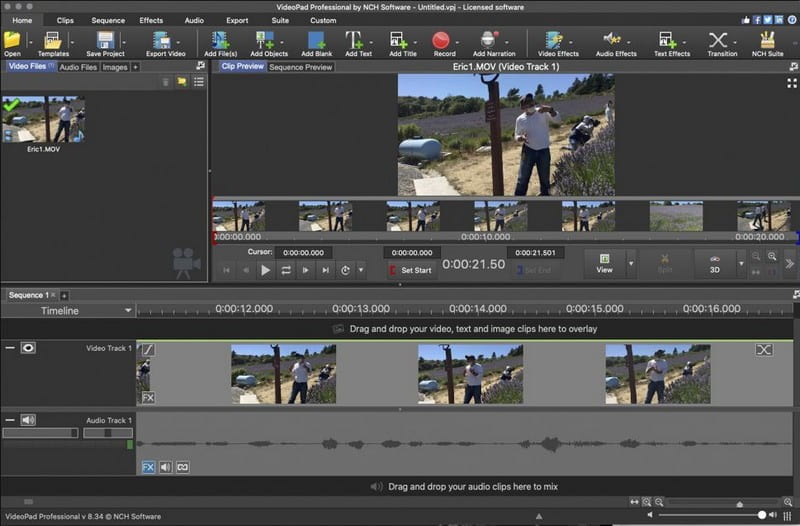VideoPad Video Editor Oberfläche