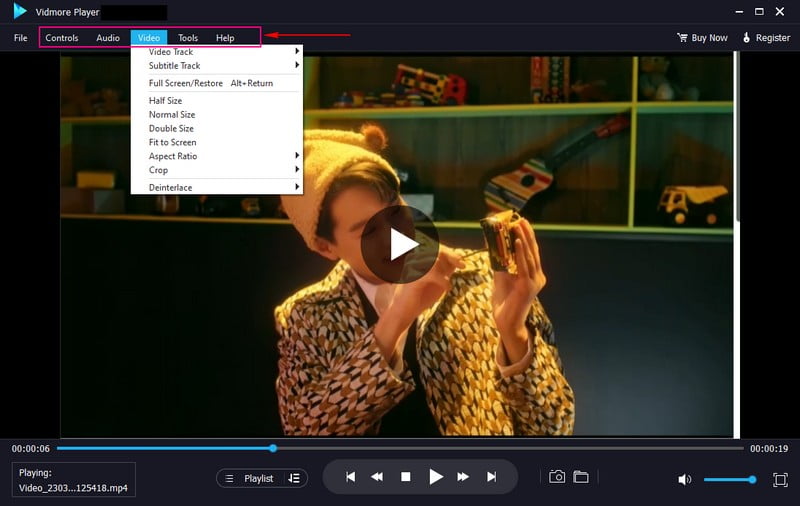 Gehen Sie zur oberen Menüleiste