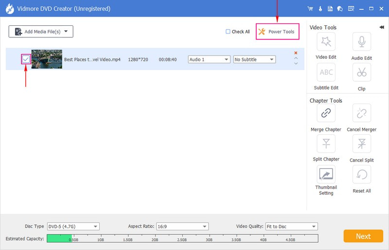 Wechseln Sie zu „Power Tools“