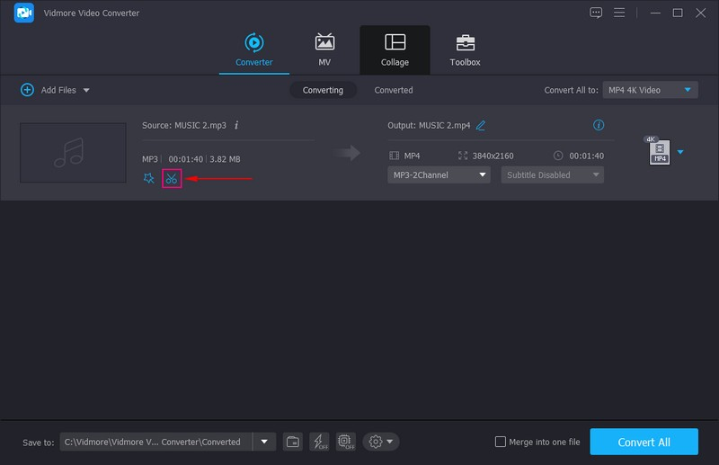 Auf die Schaltfläche „Trimmen“ klicken