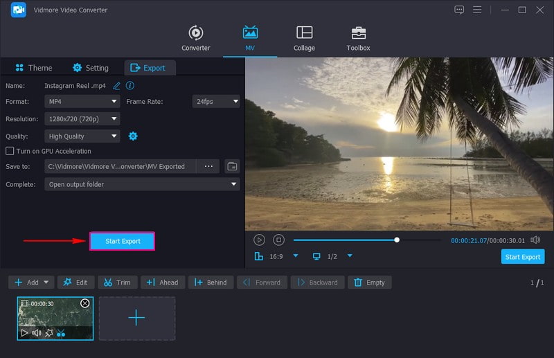 Klicke auf die Schaltfläche „Exportieren“