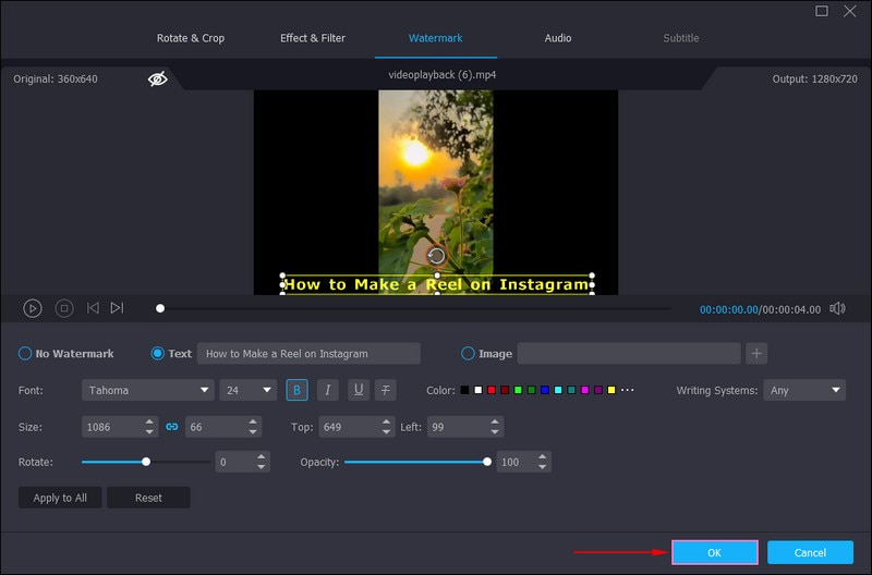 Klicke auf die Schaltfläche „OK“, um die Änderungen zu übernehmen