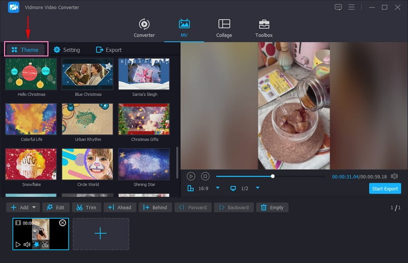 Klicken Sie auf die Option „Theme“