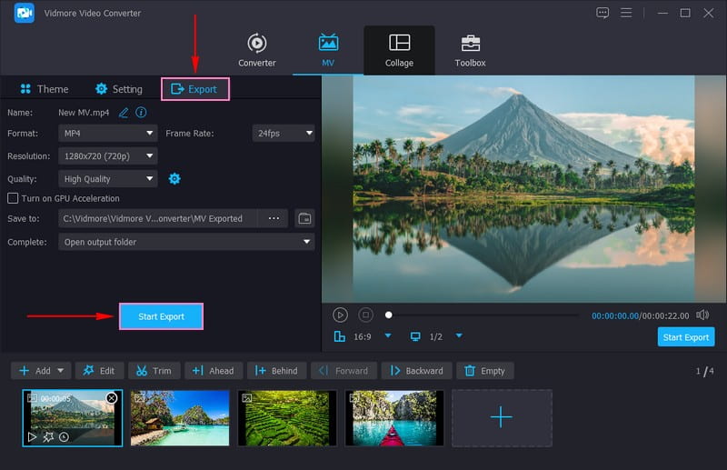Zur Export-Schaltfläche gehen