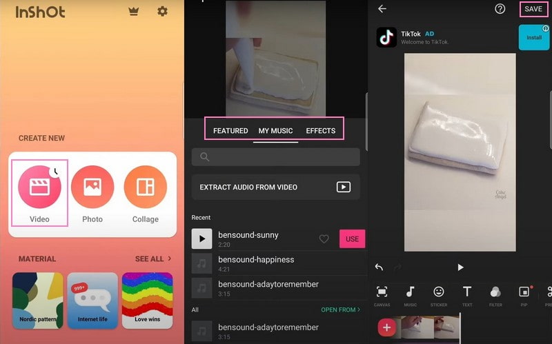 InShot – Wie man auf Android Reels mit Fotos erstellt