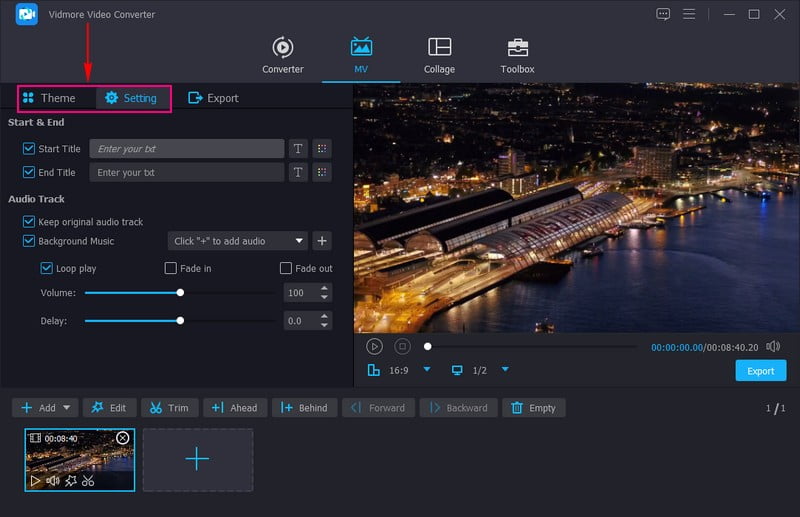 Fügen Sie Start- und Endtitel sowie Hintergrundmusik im gewünschten Thema hinzu