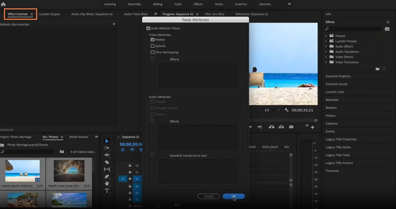 Premiere Pro zum Erstellen einer Fotomontage