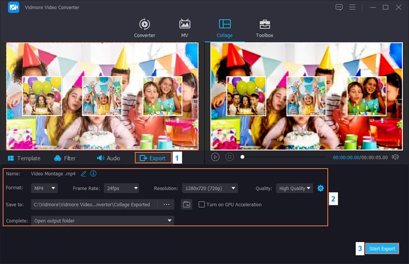 Deine Videomontage speichern