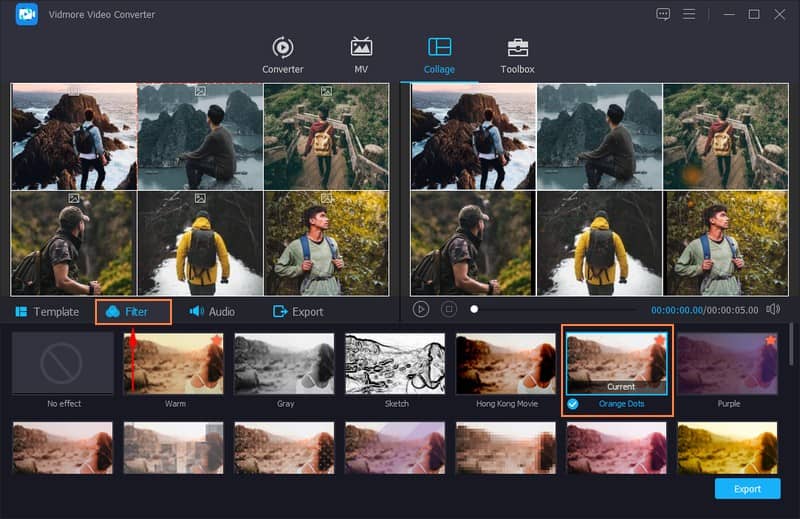 Ihren gewünschten Filter auswählen