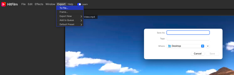 Video mit HitFilm Express exportieren