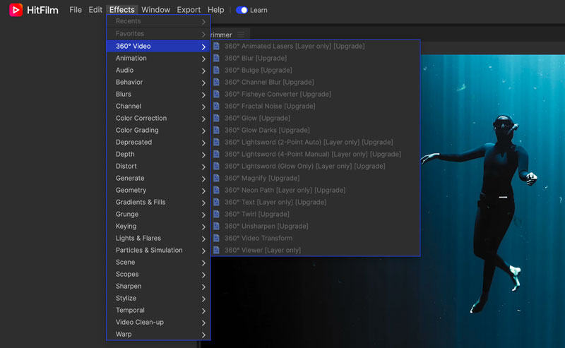 Einschränkungen der kostenlosen HitFilm-Express-Version