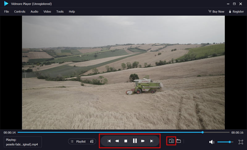 Wiedergabesteuerung und Schnappschuss-Schaltfläche