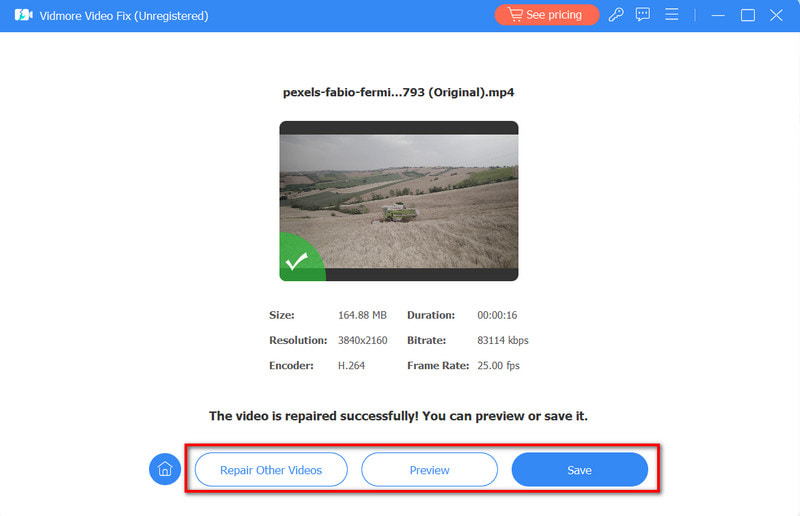 Vorschau speichern oder weitere Videos reparieren